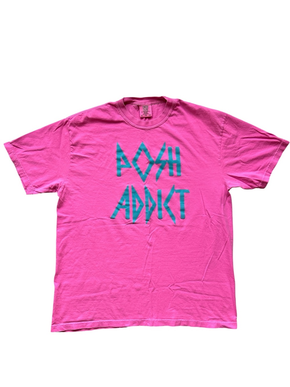 Custom "POSH ADDICT" Neon Pink Short-Sleeve Graphic Tee Size XL in GUC